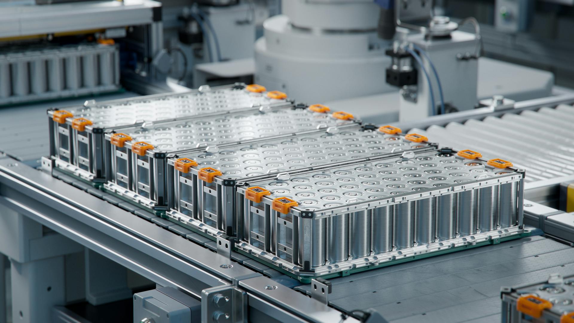 Image of a pack of batteries sitting in a manufacturing area