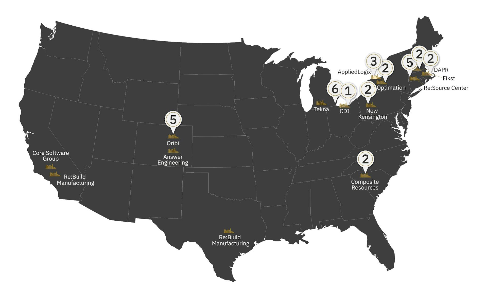 Map of locations of July New Hires