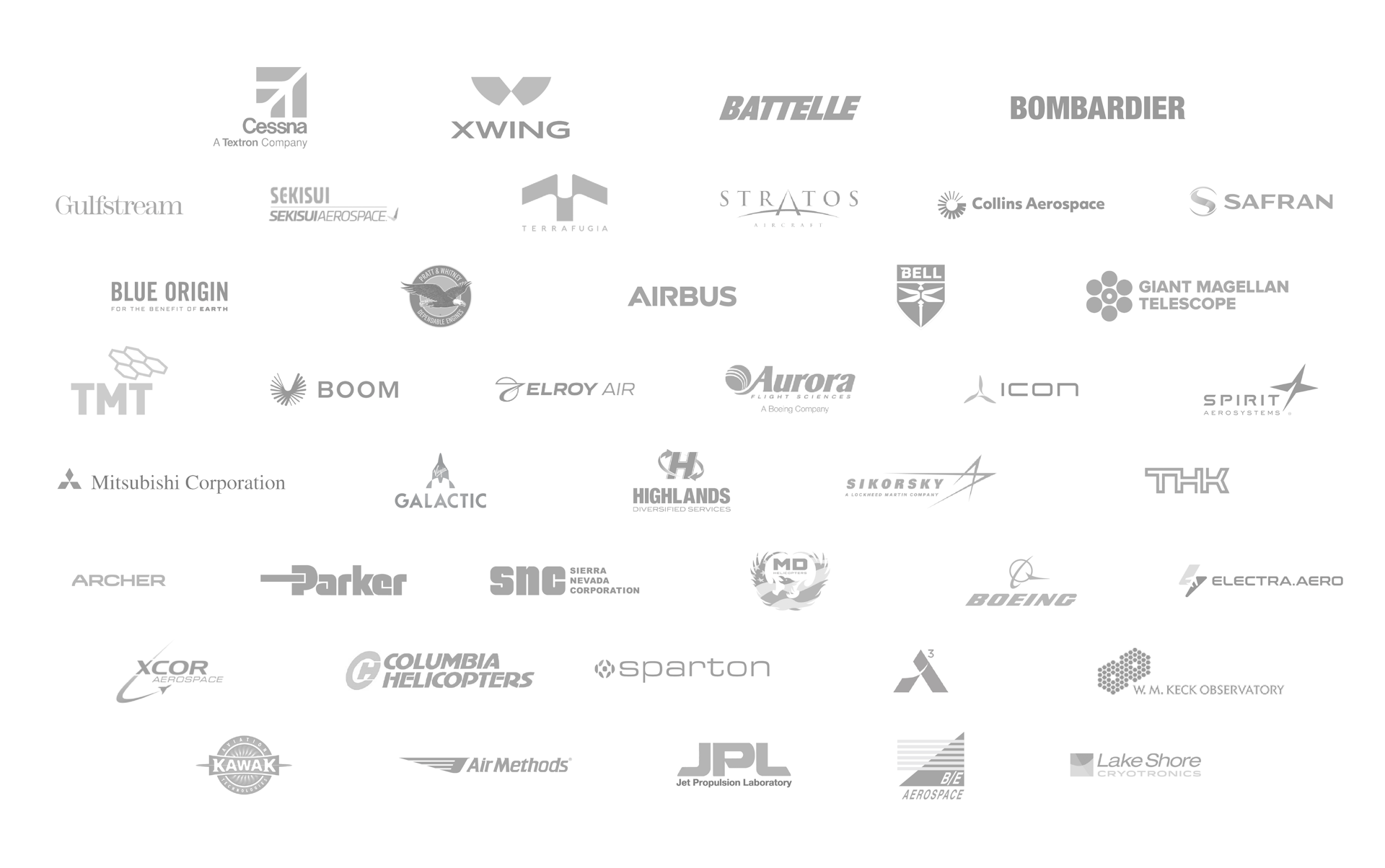 List of all client logos of the companies that Re:Build Manufacturing has worked with in the Aerospace and Defense Industry