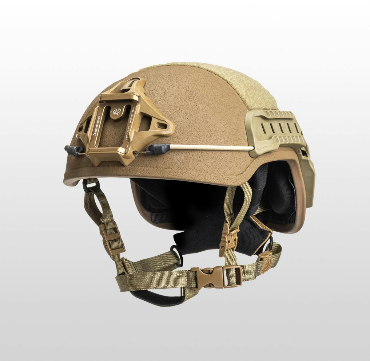 Military helmet floating in photograph