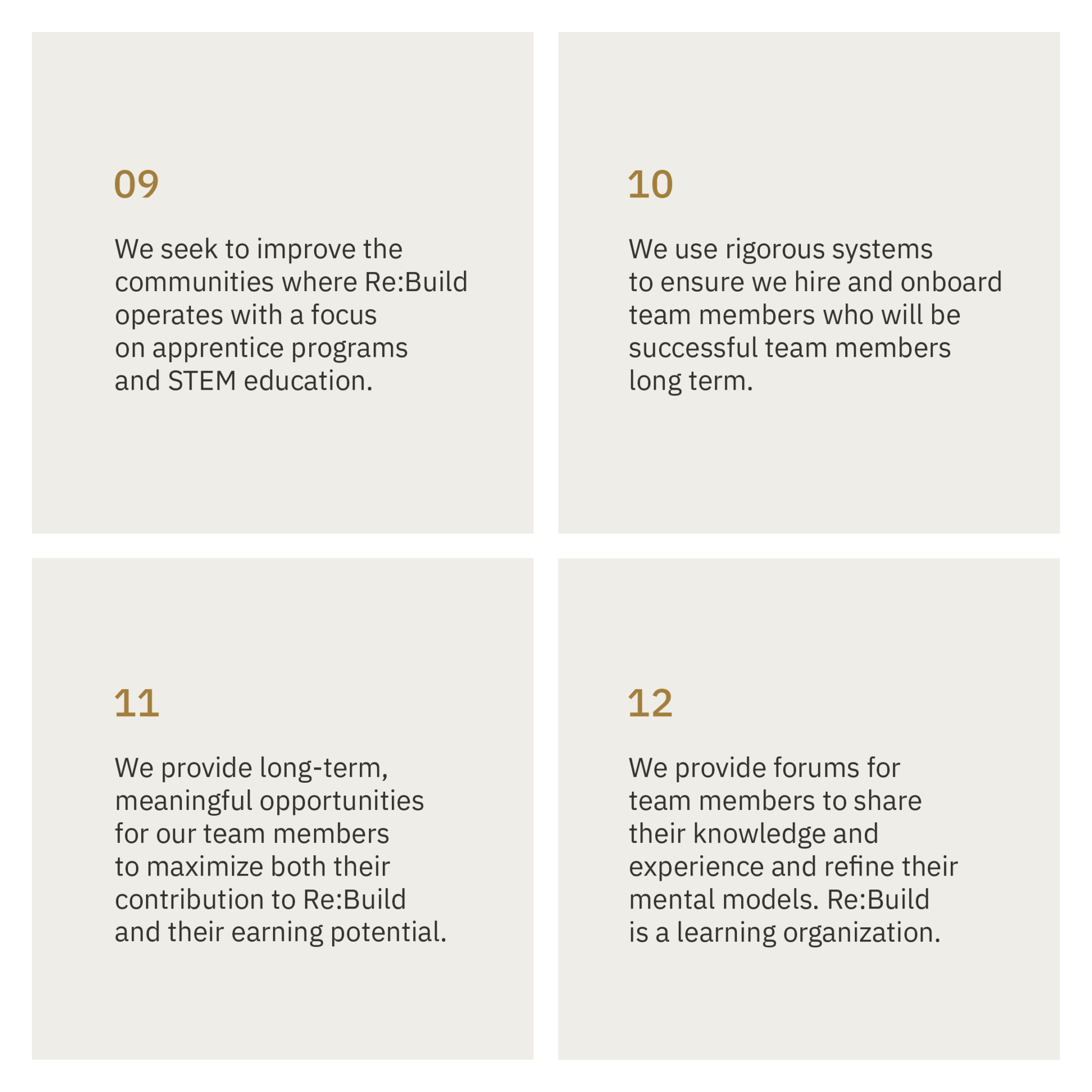 Re:Build Principles 9 through 12