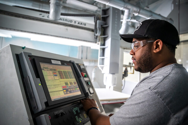 Employee working on a machine